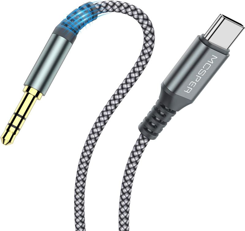 MCSPER C to 3.5mm audio auxiliary jack cable, 3.3ft USB C-type male adapter encrypted dog cable for car headphones_voghion.com