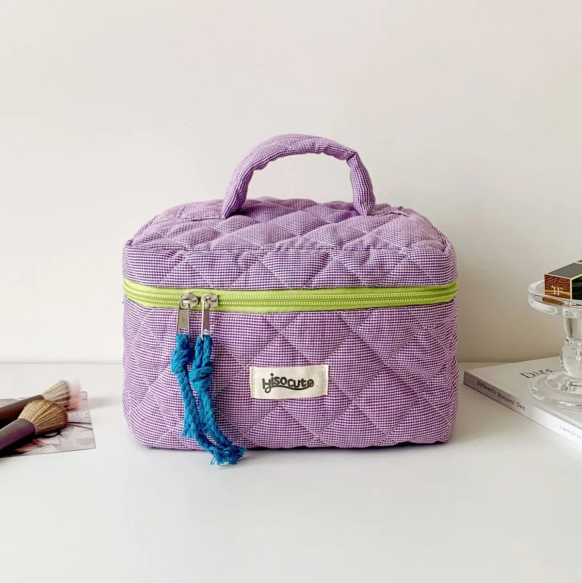 3pcs/Set Plaid Set Simple Style Large Capacity Portable Cosmetic Tools Storage For Home Bathroom Toiletry Bag 250509_voghion.com