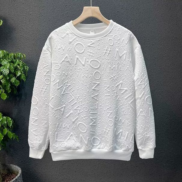 Nova tendência de outono masculina tecido de lã estilo de rua moda versátil moletom com capuz moderno gola redonda_voghion.com