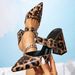 Women's Leopard Print High Heel Sandals With Square Buckle Decoration Simple Style Pointed Toe Thick High Heel Shoes Women's Sandals Mules_voghion.com