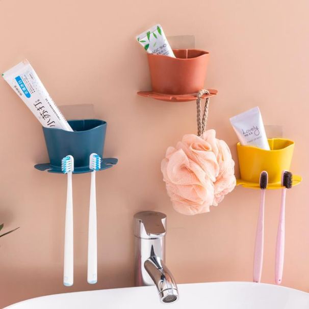 Punch-free Bathroom Wall Hanging Brushing Toothbrush Rack Rack for Face Washing Toothbrush Rack Toothbrush Holdshave Storage Rack_voghion.com
