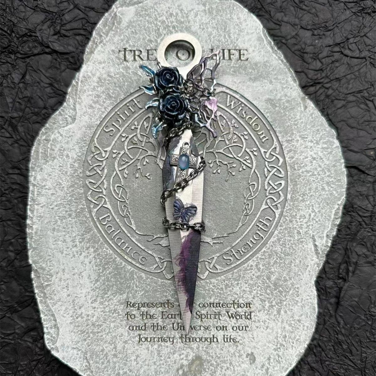 【 Trauer 】 DIY handgefertigte antike Student Instagram Stil Rose cool und exquisite Kunst Messer Auspacken Subkultur Jagdmesser_voghion.com