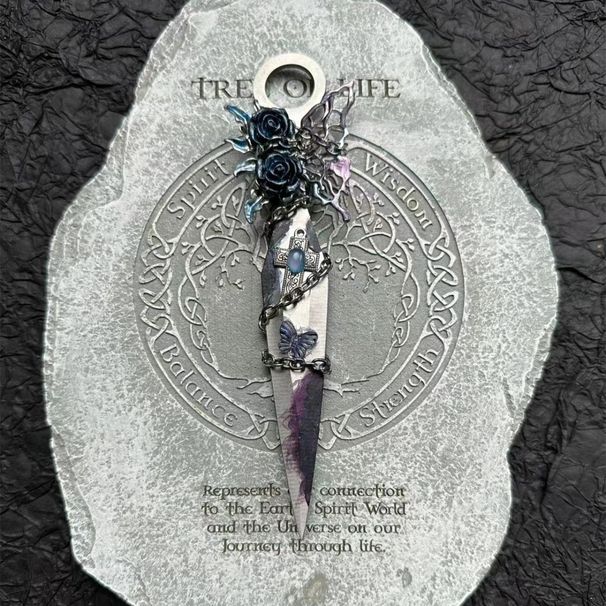 【 Trauer 】 DIY handgefertigte antike Student Instagram Stil Rose cool und exquisite Kunst Messer Auspacken Subkultur Jagdmesser_voghion.com