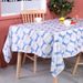 Tischdecke aus Polyester – waschbare und knitterfreie quadratische Tischdecke für Ess- und Couchtische (blaues Sechseck, geometrisch, 100 % Polyester)_voghion.com