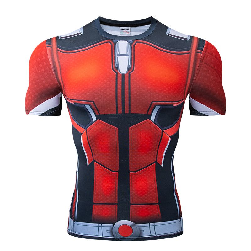 Hochwertiges Herren-Kompressions-T-Shirt mit kurzen Ärmeln, 3D-Kompressions-T-Shirt für Sport, Laufen, schnell trocknend, Sommer-Fitnesskleidung_voghion.com