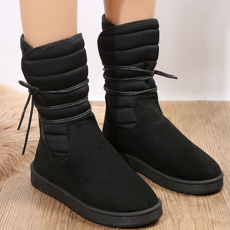 Large size women's snow boots with cotton thickened high tube warm comfort simple_voghion.com