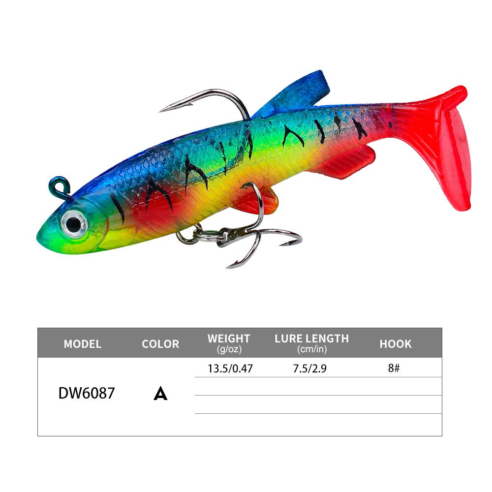 Simulated Lure Lood-Gewogen Vis T-staart 7,5 cm 13,5 g Baars Zeebaars Zoutwatervisaas_voghion.com