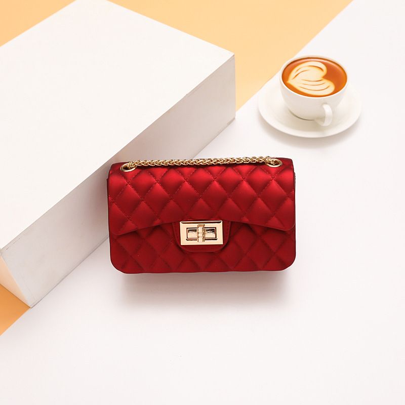 Borsa a tracolla da donna Borsa in gelatina smerigliata Borsa a tracolla Mini borsa a quadri con diamanti Stile borsa a tracolla_voghion.com