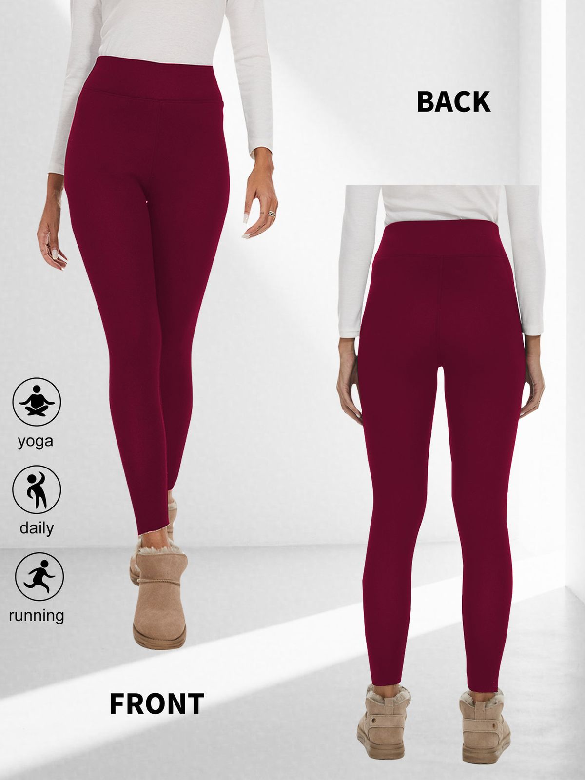 Leggings foderati in pile per donna - Pantaloni termici elasticizzati caldi, collant a vita alta per l'inverno, morbidi e comodi, disponibili in taglie forti_voghion.com