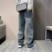 Jeans mit elastischer Taille für Herren, locker, weit, Herbst/Winter, neue Studentenhose mit geradem Bein, lange Hose_voghion.com