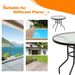 32 Inch Patio Tempered Glass Steel Frame Round Table With Convenient Umbrella Hole_voghion.com