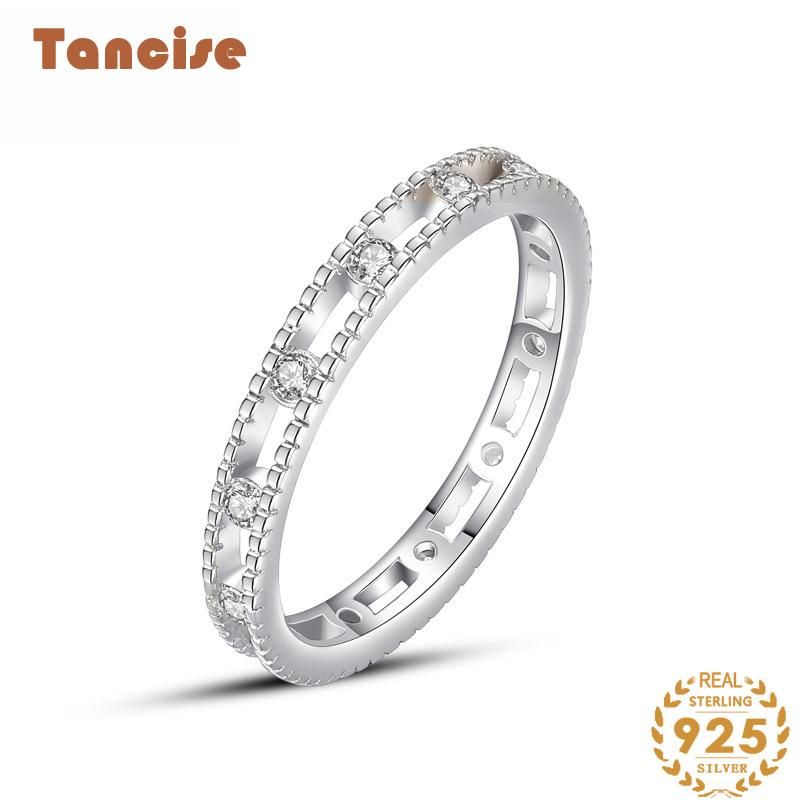 Tancise Anello in argento con zirconi classici Gioielli da donna Promessa di nozze Regalo per feste_voghion.com