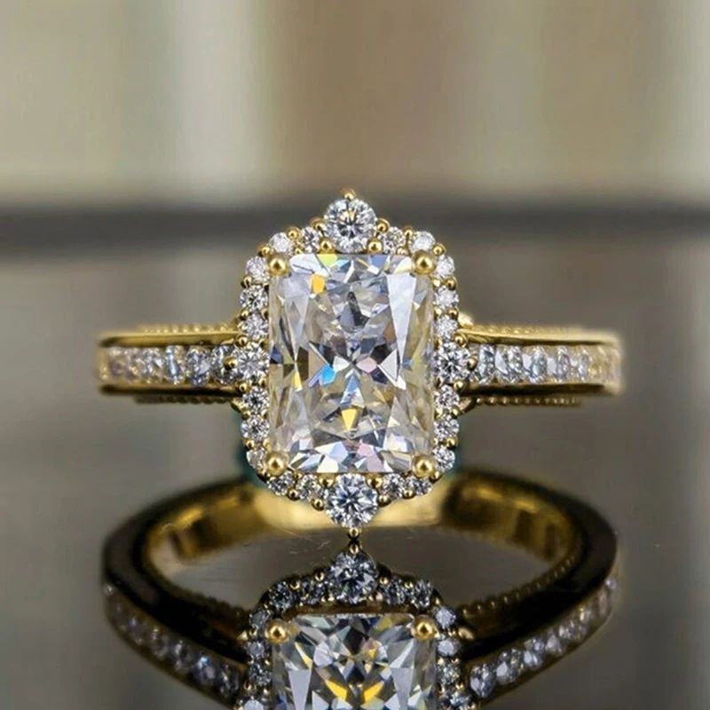 Cao Shi's New Square Diamond Princess Noble temperament Ring Fashion Engagement Women's Jewelry_voghion.com