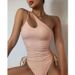 New Style Solid Color Triangle Swimwear Women's Asymmetric One-Piece Swimsuit_voghion.com