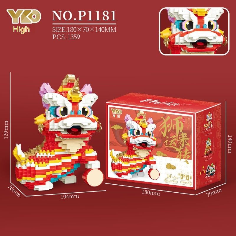 Združljivo z Lego Kitajski okraski za levji ples Kreativno sestavljanje igrače iz gradnikov China Chic serija Novo_voghion.com
