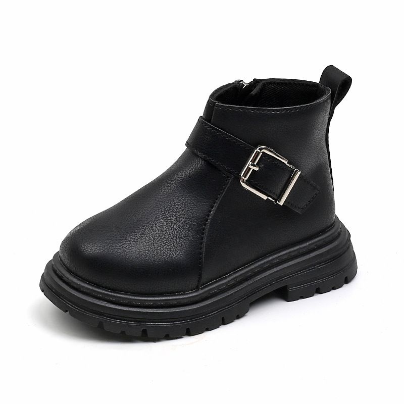 Child's shoes Boys fashion boots Girls soft soled single boot buckle_voghion.com
