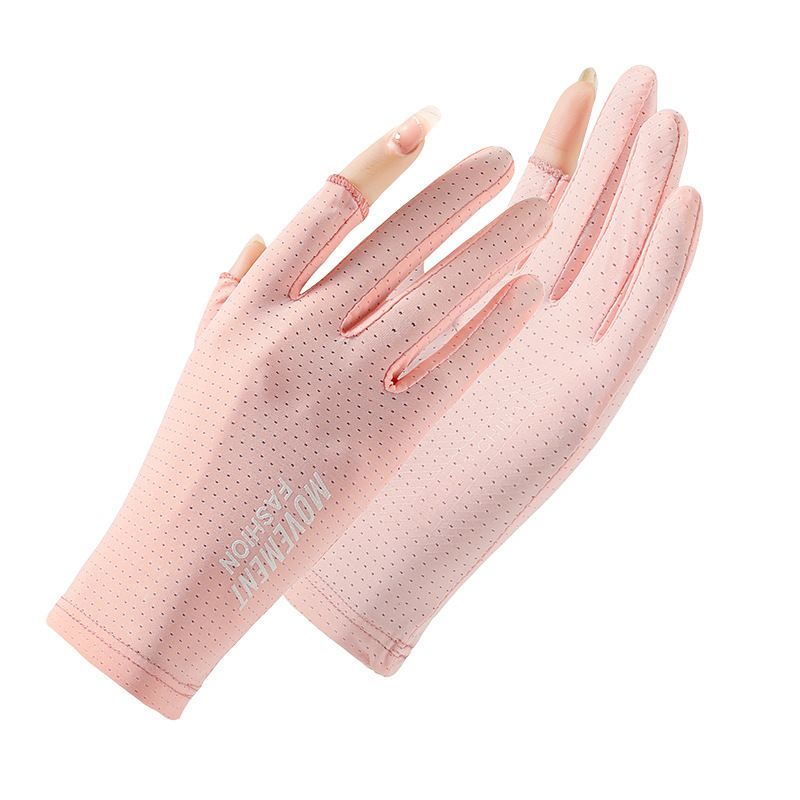 Sunscreen gloves  spring and summer anti-ultraviolet quick-drying ice silk cool feeling outdoor driving and riding exposed two-finger ice sleeves  _voghion.com