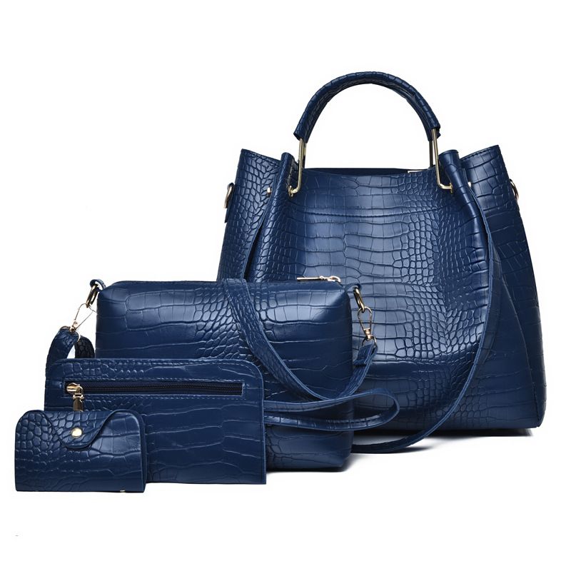 Ensemble de sacs à main pour femmes Sac pour femme Sac de mode Quatre pièces Imprimé crocodile Grande capacité Sac à bandoulière simple Sac à main pour femmes_voghion.com