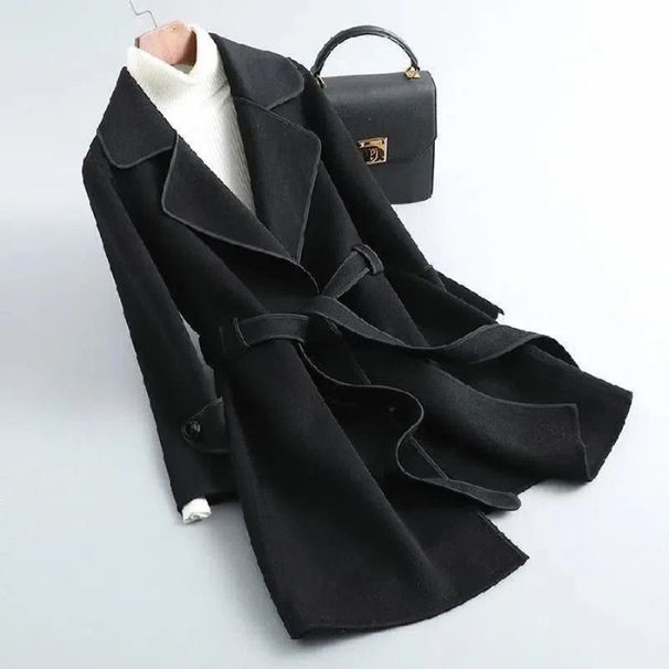 Abbigliamento da donna Elegante cappotto di lana double-face - Trench di media lunghezza in stile coreano per donna in colori classici_voghion.com