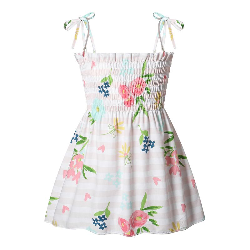 2024 Girls Summer New Style Refreshing Printed Cute Suspender Dress Children's Floral Beach Suspender Dress Cross-Border_voghion.com