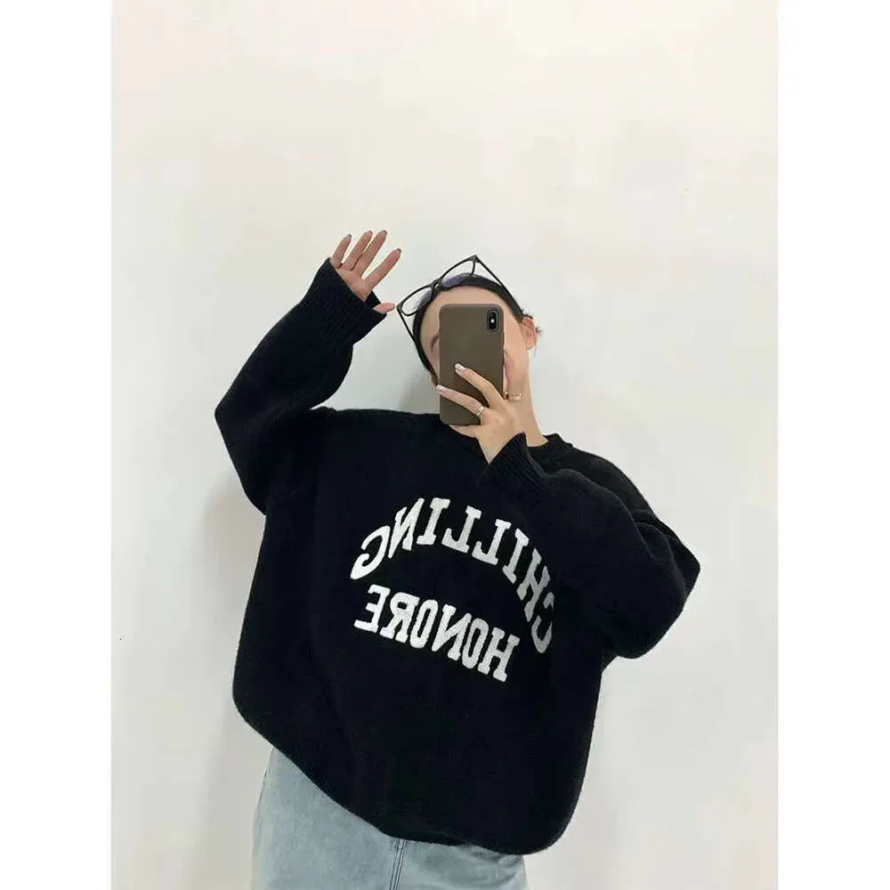 Dongdaemun Korean Style Round Neck Sweater For Women, New Spring And Autumn Design, Loose Fit, Slimming Oversize Top,_voghion.com