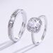 Paar Offene Diamant Simulierte Hochzeit Unisex Versilberte Ringe Damenschmuck_voghion.com