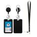 Porta badge retrattile con fibbia facile da tirare, resistente, con fettuccia, set nero, porta badge da lavoro_voghion.com