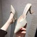 Try-On Half Mules High Heels Elegant Internet Celebrity Sandals Women's New Season Pointed Toe Versatile Chunky Heel_voghion.com