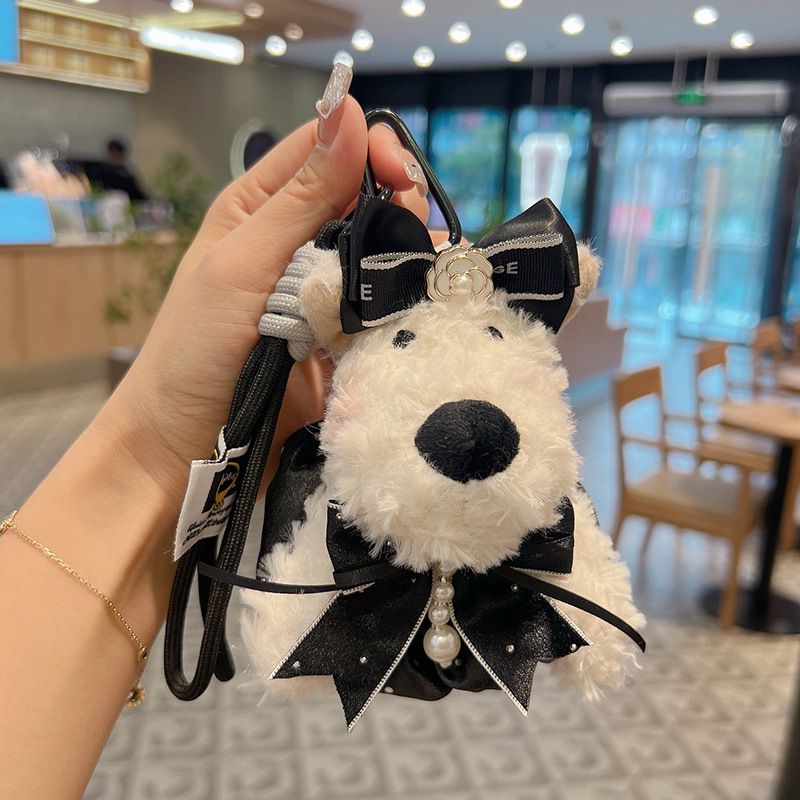 Porte-clés en peluche West Highland White Terrier, mignon, célébrité Internet, même style, clé de voiture, jouet, sac, pendentif_voghion.com