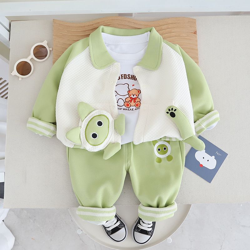 2024 Nei Kanner Fréijoers- a Baby Western Baseballjacket 3-Stéck fir Jongen Hierscht Casual Set_voghion.com