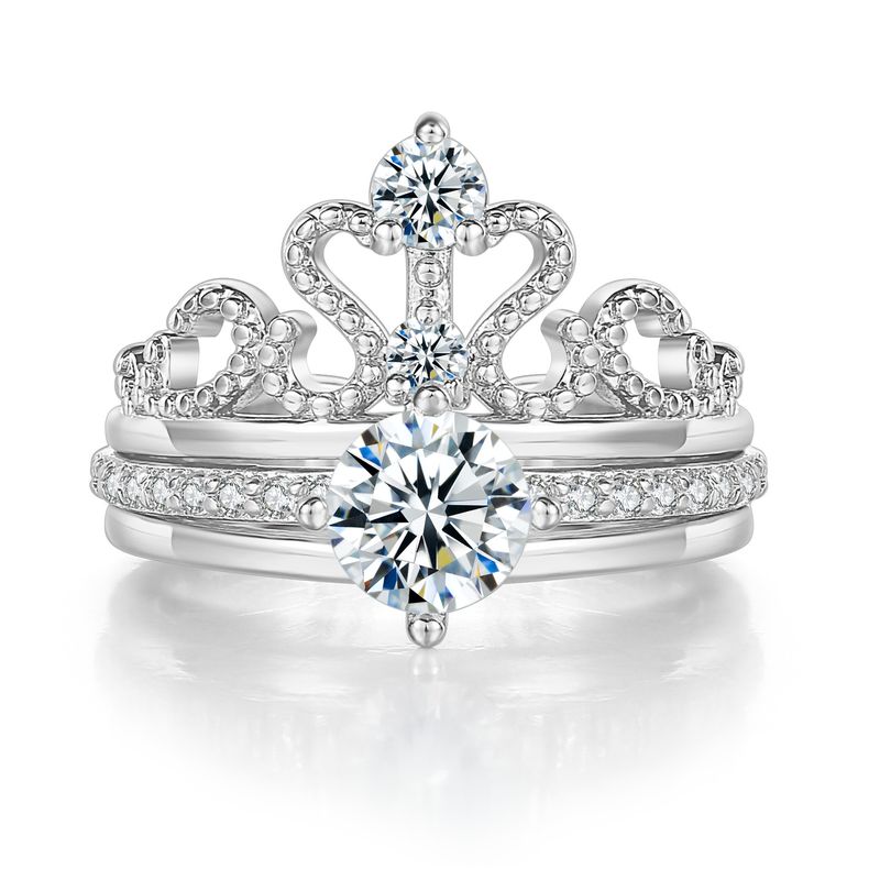 Fashion Crown Detachable Open Ring Rose Gold Plated Zircon_voghion.com