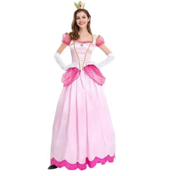 New Princess Dress Palace Party Queen Skirt Pink Peach Blossom Clothes Anime Halloween Costumes For Women_voghion.com