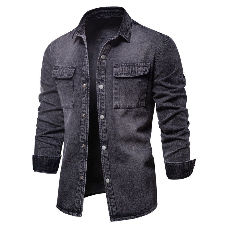 Chemises en denim lavées décontractées et tendance pour hommes, nouvelle collection printemps 2023_voghion.com