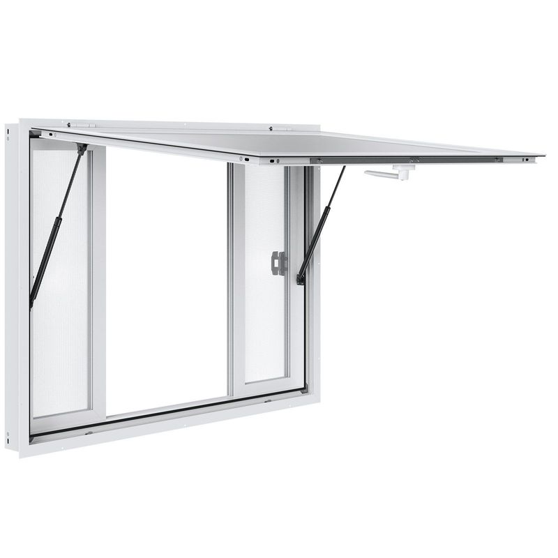 VEVOR Concession Window 48"x36", Aluminum Alloy Food Truck Service Window With 4 Horizontal Sliding Windows & Awning Door & Drag Hook, Up To 85 Degrees Serving Window For Food Truck Concession Trailer_voghion.com
