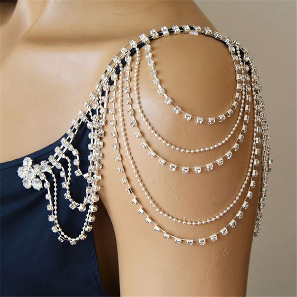 Novi modni dodatki za neveste z okrasnimi kamni in večplastno verižico za ramena_voghion.com