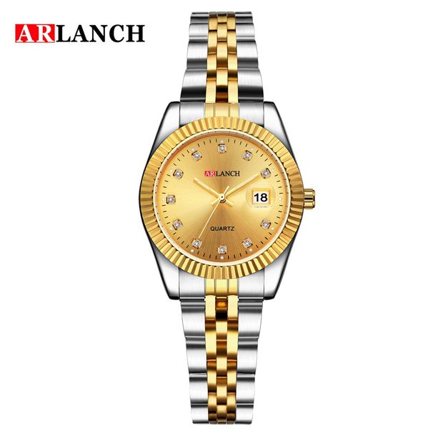 Orologio da coppia da uomo e da donna, impermeabile, con diamanti, luminoso, con lente d'ingrandimento, calendario, orologio al quarzo, placcato IP sottovuoto_voghion.com