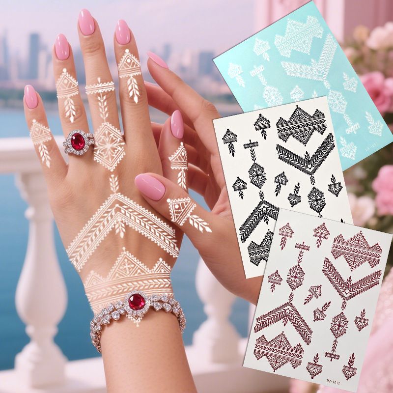 Hannah Brown Black White Tattoo Stickers Mehndi Henna Sticker_voghion.com
