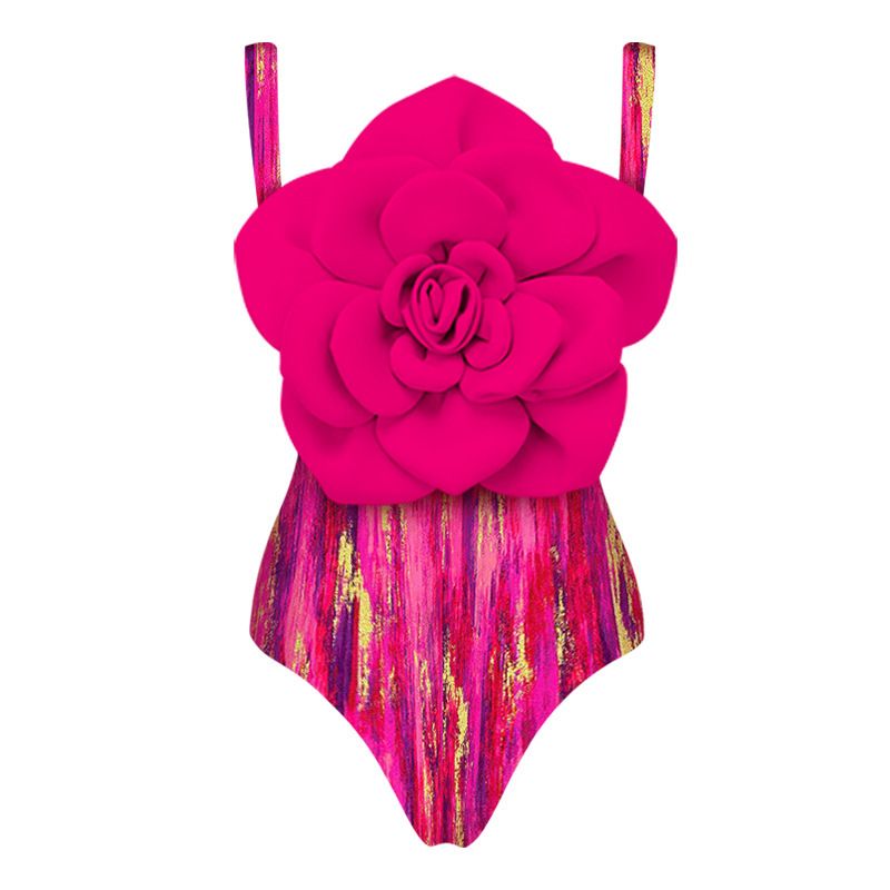 Women's Clothing One Piece Swimsuit Set With Large Flower Decoration On Chest For Women Swimsuit New Style_voghion.com