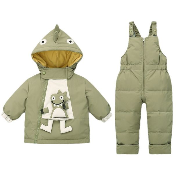Premium kinderwinterdonsjackset - Warm tweedelig sneeuwpak voor jongens en meisjes, zachte capuchonjas met afneembare slab, 50% witte eendendonsvulling_voghion.com