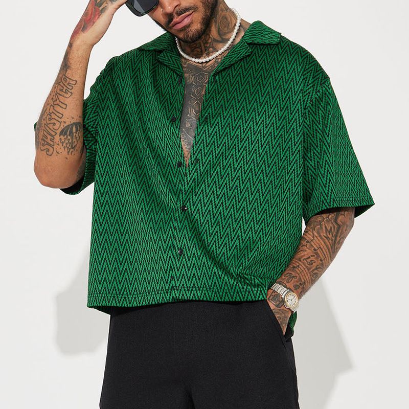 Men's Clothing Printed Short Sleeved Shirt Men's Summer New Casual Loose Top Shirt_voghion.com