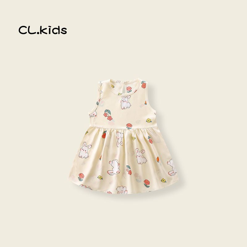 Jupe en coton et soie pour filles, nouvelle jupe sans manches, robe polyvalente pour enfants, vente directe d'usine, une pièce_voghion.com
