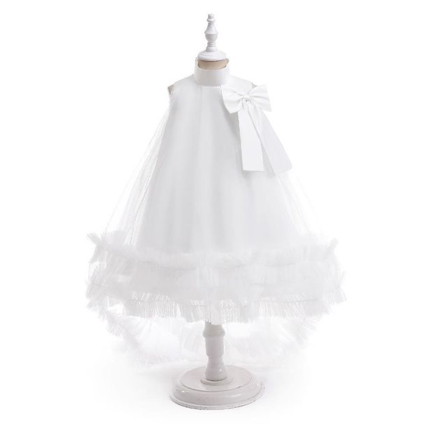 Kinderkleid mit Schwanzrock, Netzschleife, ärmellosem Smokingrock, Klavierspielkleid für Kinder_voghion.com