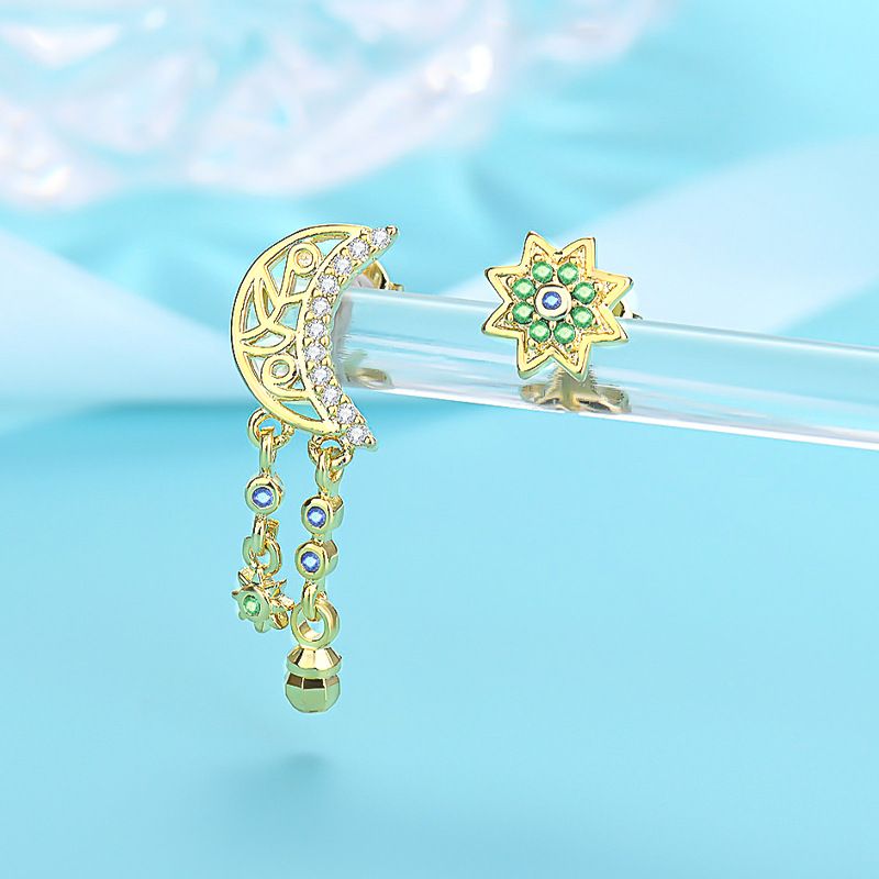 Pendientes irregulares de plata esterlina VENUS con circonitas, personalidad de moda, luna, estrellas, pendientes para mujer, joyería Gi_voghion.com