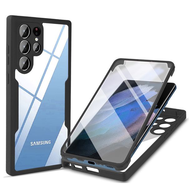 LOVECOM 360 Full Cover Za Samsung Galaxy S22 Ultra S21 FE A72 A52 A32 A22 A12 A21S A71 A51 Prozoren telefon, odporen proti udarcem_voghion.com