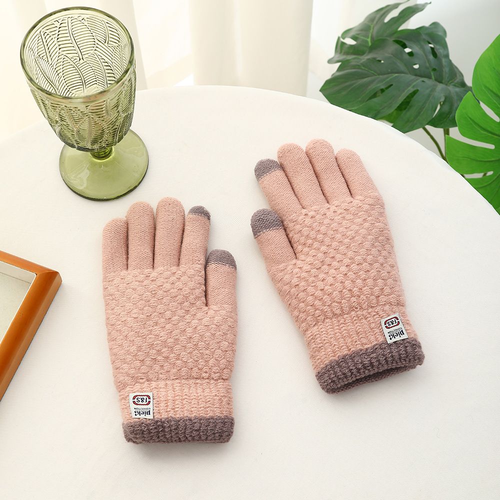 Men's Winter Cotton Gloves, Knitted Outdoor Cycling Touchscreen, Fleece-Lined, Thickened, Elderly Cold-Proof, Warm_voghion.com