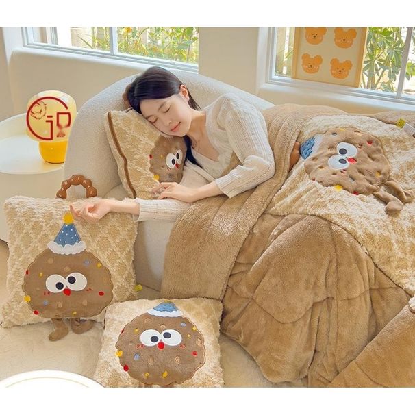 2025 Thick Coral Fleece Pillow Quilt Core Office Nap Blanket Car Cushion_voghion.com