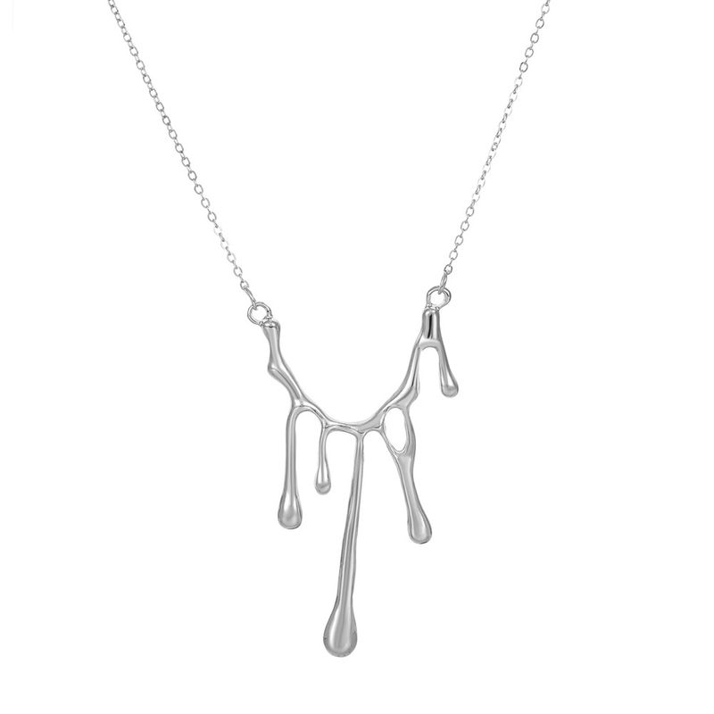 Niche Design női fém hideg szél folyékony láva medál nyaklánc édes hűvös szabálytalan kulcscsont lánc_voghion.com