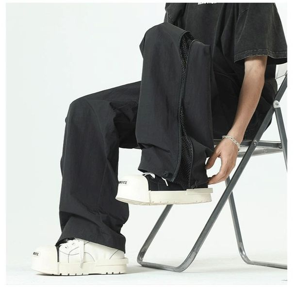 Pantalon d'été fin pour homme, coupe droite, jambes larges, en maille effet soie glacée, coloris uni, disponible en plusieurs couleurs._voghion.com