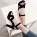 Chunky Heel Open Toe Sexy Black Platform Buckle_voghion.com