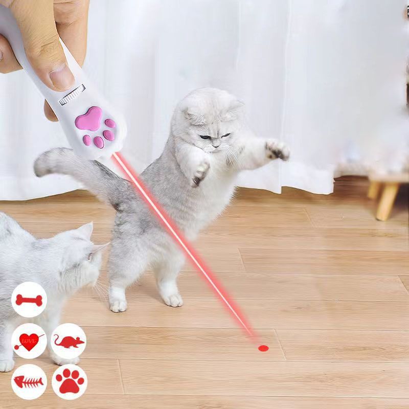 Laser Pointer Interactive Cat Chase Toy; USB Rechargeable Red Laser Light Pointer Training Tool_voghion.com